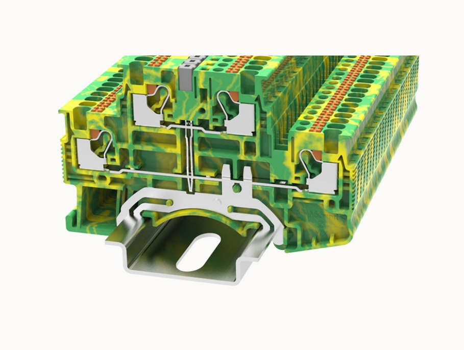 DSKK1.5-PE DEGSON Push-In Double-Level DIN-Rail Terminal Block 1.5mm² (PE/Ground)