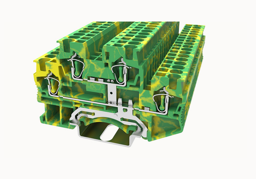 STB2.5-2L-PE DEGSON Spring-Cage Double-Level DIN-Rail Terminal Block 2.5mm² (PE/Ground)