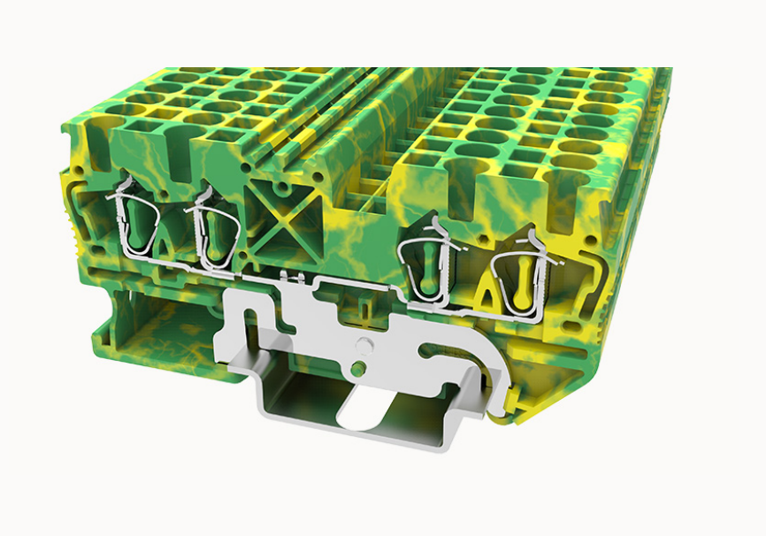 STB2.5-QU-PE DEGSON Spring-Cage 4-Wire DIN-Rail Terminal Block 2.5mm² (PE/Ground)