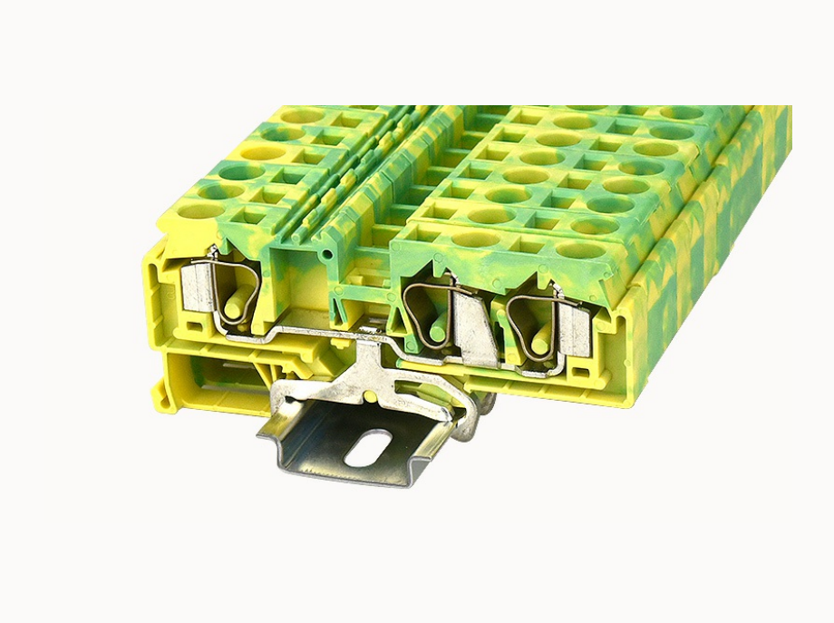 WS10-TW-PE DEGSON Spring-Cage Twin DIN-Rail Terminal Block 10mm² (PE/Ground)