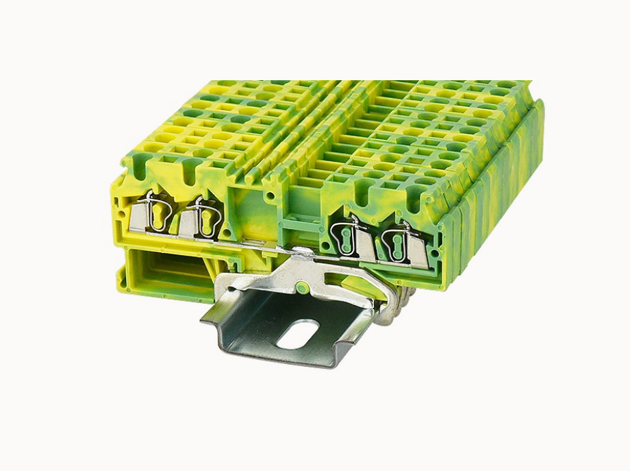 WS2.5-QU-PE DEGSON Spring-Cage 4-Wire DIN-Rail Terminal Block 2.5mm² (PE/Ground)