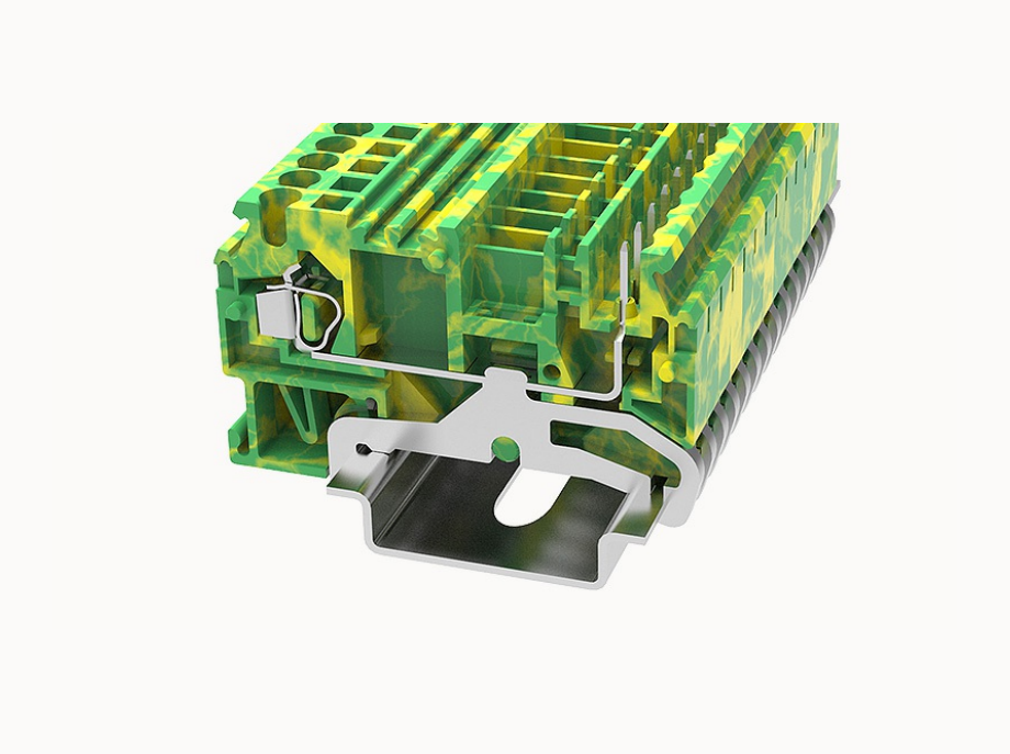 WS2.5P-PE DEGSON Spring-Cage DIN-Rail Terminal Block 2.5mm² (PE/Ground)