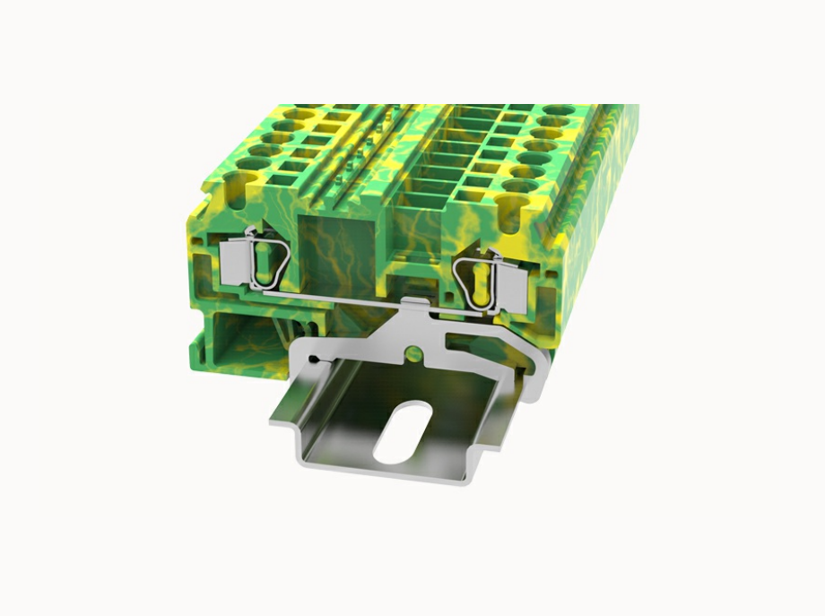 WS4-PE DEGSON Spring-Cage DIN-Rail Terminal Block 4mm² (PE/Ground)