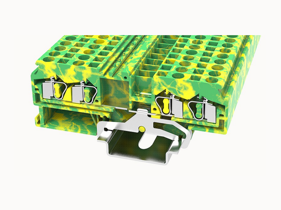 WS4-QU-PE DEGSON Spring-Cage 4-Wire DIN-Rail Terminal Block 4mm² (PE/Ground)