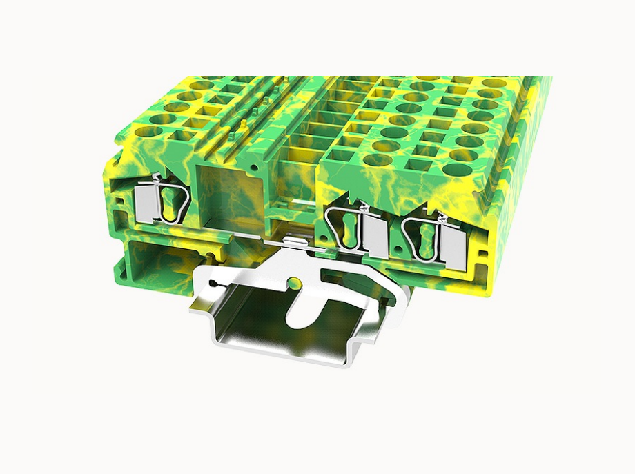 WS4-TW-PE DEGSON Spring-Cage Twin DIN-Rail Terminal Block 4mm² (PE/Ground)
