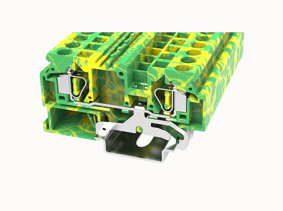 WS6-PE DEGSON Spring-Cage DIN-Rail Terminal Block 6mm² (PE/Ground)