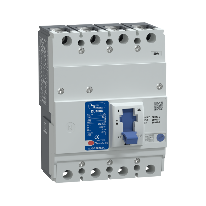 CM90518OOFO Lauritz Knudsen MCCB dsine DU100D - 40 A, 4 Pole, 18 kA at 415 V AC, Thermal-Magnetic Release