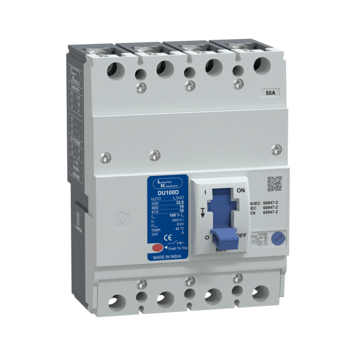 CM90518OOGO Lauritz Knudsen MCCB dsine DU100D - 50 A, 4 Pole, 18 kA at 415 V AC, Thermal-Magnetic Release