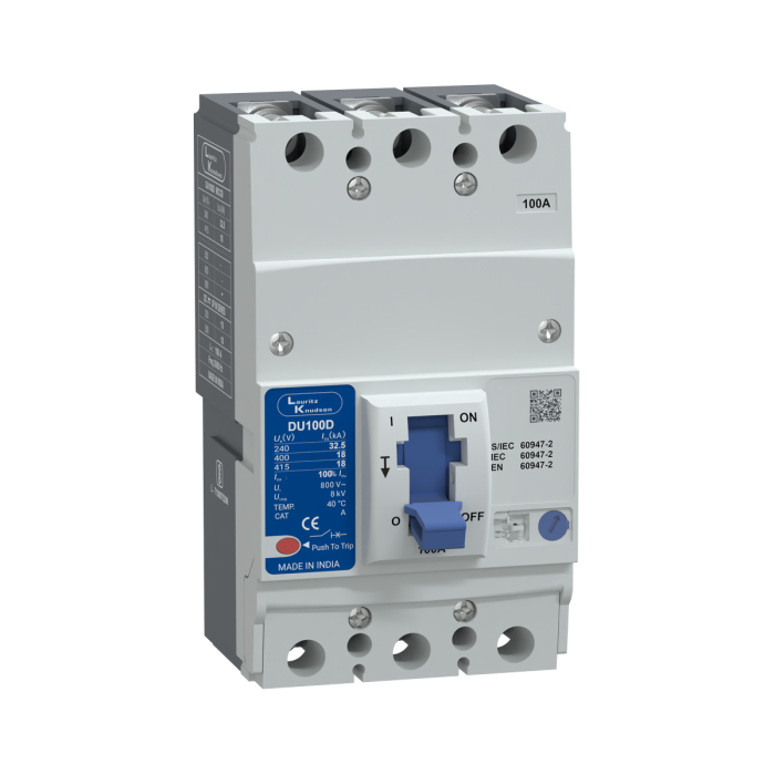 CM90517OOKO Lauritz Knudsen MCCB dsine DU100D - 100 A, 3 Pole, 18 kA at 415 V AC, Thermal-Magnetic Release