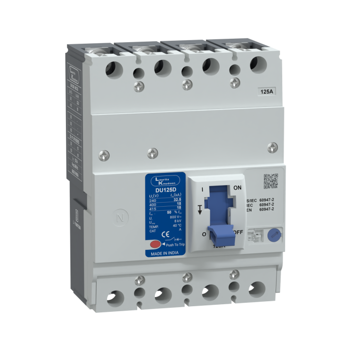 CM90677OOLO Lauritz Knudsen MCCB dsine DU125D - 125 A, 4 Pole, 18 kA at 415 V AC, Thermal-Magnetic Release