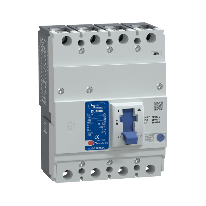 CM97933OOD2 Lauritz Knudsen MCCB dsine DU100H - 25 A, 4 Pole, 30 kA at 415 V AC, Thermal-Magnetic Release