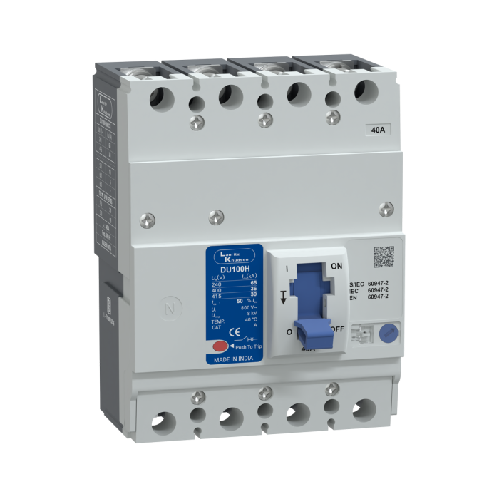 CM97933OOF2 Lauritz Knudsen MCCB dsine DU100H - 40 A, 4 Pole, 30 kA at 415 V AC, Thermal-Magnetic Release
