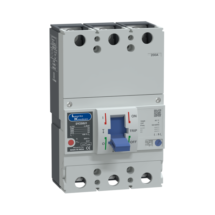 CM98195OONO Lauritz Knudsen MCCB dsine DY250U1 - 200 A, 3 Pole, 10 kA at 415 V AC, Thermal-Magnetic Release