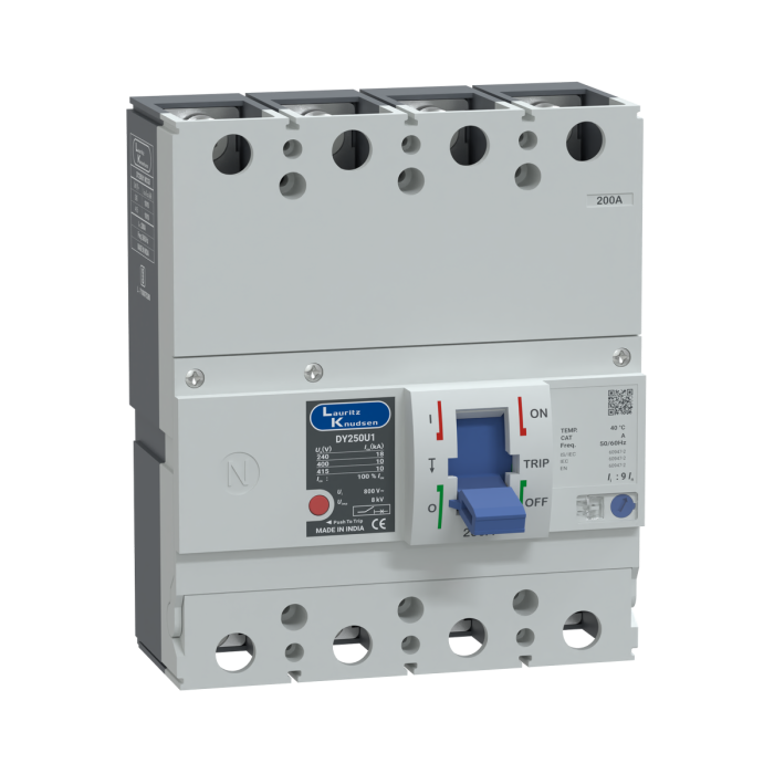 CM98196OONO Lauritz Knudsen MCCB dsine DY250U1 - 200 A, 4 Pole, 10 kA at 415 V AC, Thermal-Magnetic Release
