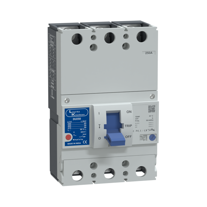 CM90905OOPO Lauritz Knudsen MCCB dsine DU250 - 250 A, 2 Pole, 65 kA at 240 V AC / 15 kA at 250 V DC, Thermal-Magnetic Release