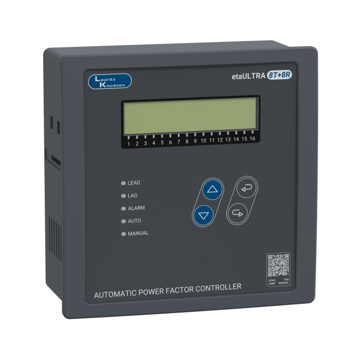CS91054OOOO Lauritz Knudsen APFC Controller etaULTRA 8T+8R - 8 thyristor + 8 contactor steps, 144 x 144 mm