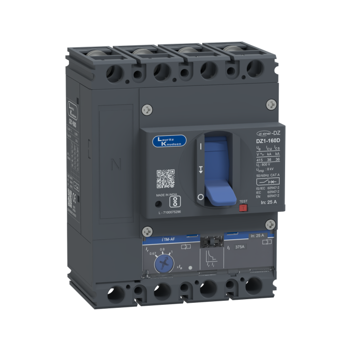DZ1F0025DXC1AOOOO Lauritz Knudsen MCCB dsine DZ1 - 25 A, 4 Pole, 36 kA, Thermal-Magnetic Release