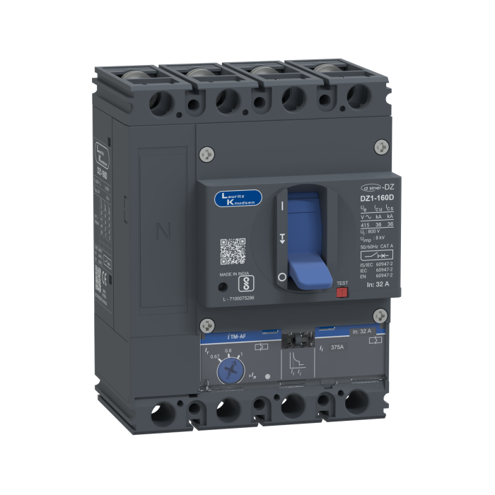 DZ1F0032DXC1AOOOO Lauritz Knudsen MCCB dsine DZ1 - 32 A, 4 Pole, 36 kA, Thermal-Magnetic Release