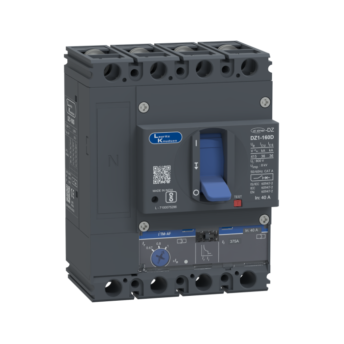 DZ1F0040DXC1AOOOO Lauritz Knudsen MCCB dsine DZ1 - 40 A, 4 Pole, 36 kA, Thermal-Magnetic Release