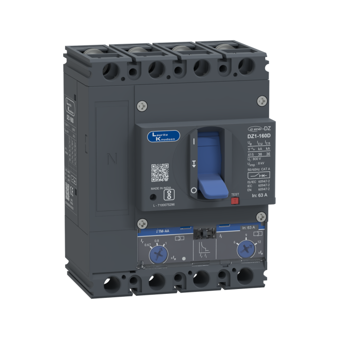 DZ1F0063DXD1AOOOO Lauritz Knudsen MCCB dsine DZ1 - 63 A, 4 Pole, 36 kA, Thermal-Magnetic Release