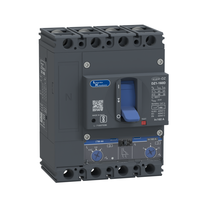 DZ1F0160DXD1AOOOO Lauritz Knudsen MCCB dsine DZ1 - 160 A, 4 Pole, 36 kA, Thermal-Magnetic Release