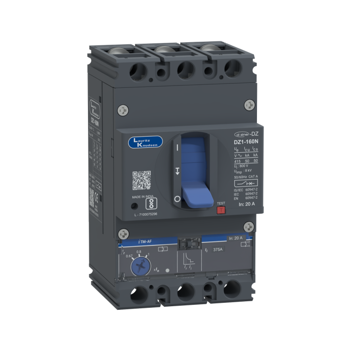 DZ1T0020NXC1AOOOO Lauritz Knudsen MCCB dsine DZ1 - 20 A, 3 Pole, 50 kA, Thermal-Magnetic Release