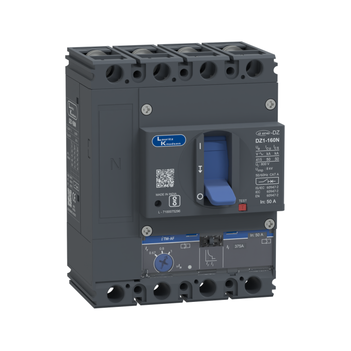 DZ1F0050NXC1AOOOO Lauritz Knudsen MCCB dsine DZ1 - 50 A, 4 Pole, 50 kA, Thermal-Magnetic Release