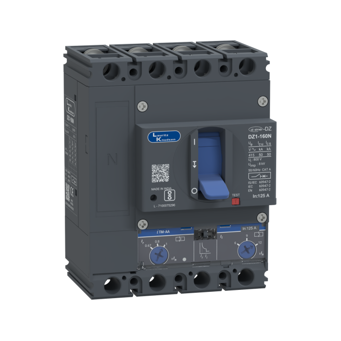 DZ1F0125NXD1AOOOO Lauritz Knudsen MCCB dsine DZ1 - 125 A, 4 Pole, 50 kA, Thermal-Magnetic Release