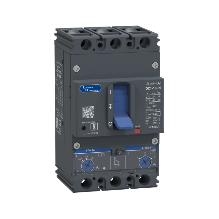DZ1T0160NXD1AOOOO Lauritz Knudsen MCCB dsine DZ1 - 160 A, 3 Pole, 50 kA, Thermal-Magnetic Release