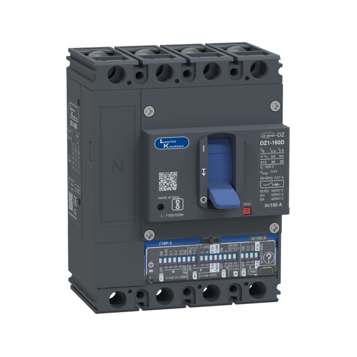 DZ1F0100DXH1AOOOO Lauritz Knudsen MCCB dsine DZ1 - 100 A, 4 Pole, 36 kA, Microprocessor Release iTRP3