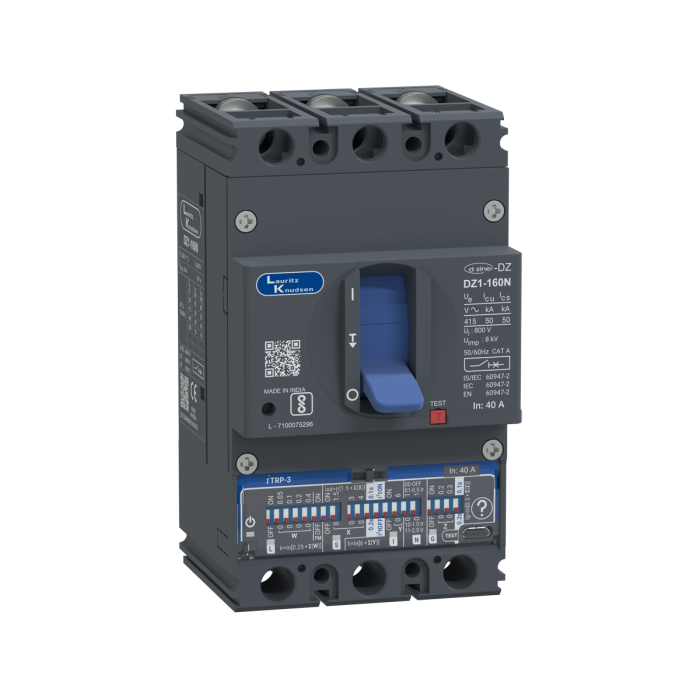 DZ1T0040NXH1AOOOO Lauritz Knudsen MCCB dsine DZ1 - 40 A, 3 Pole, 50 kA, Microprocessor Release iTRP3