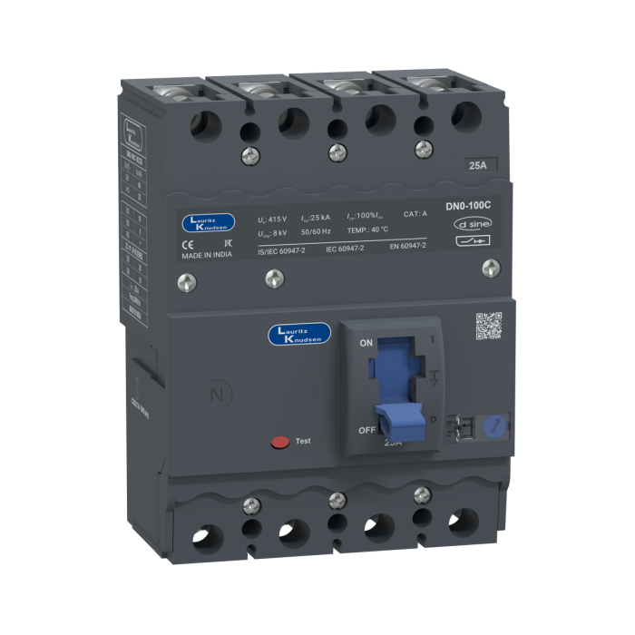 CM91712OODOOG Lauritz Knudsen MCCB dsine DN0 - 25 A, 4 Pole, 25 kA, Thermal-Magnetic Release