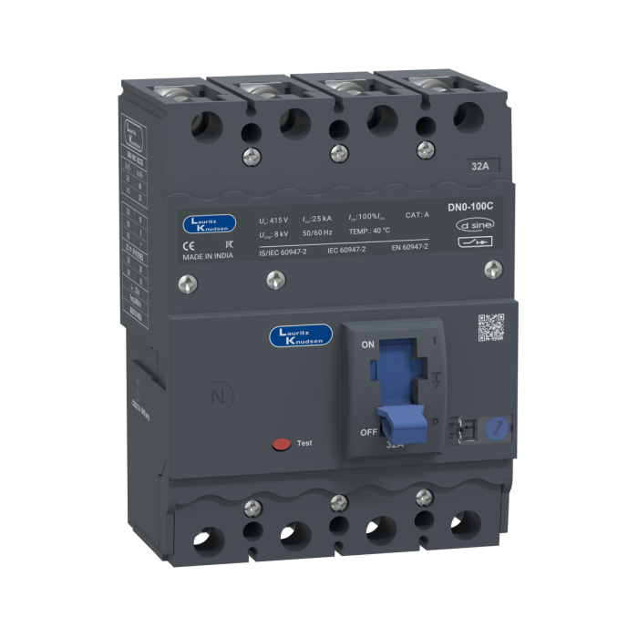 CM91712OOEOOG Lauritz Knudsen MCCB dsine DN0 - 32 A, 4 Pole, 25 kA, Thermal-Magnetic Release