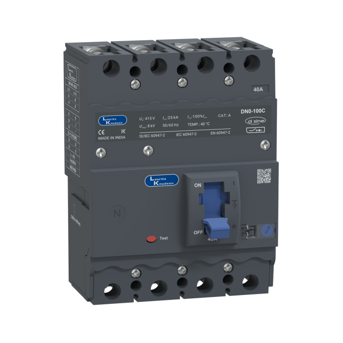 CM91712OOFOOG Lauritz Knudsen MCCB dsine DN0 - 40 A, 4 Pole, 25 kA, Thermal-Magnetic Release