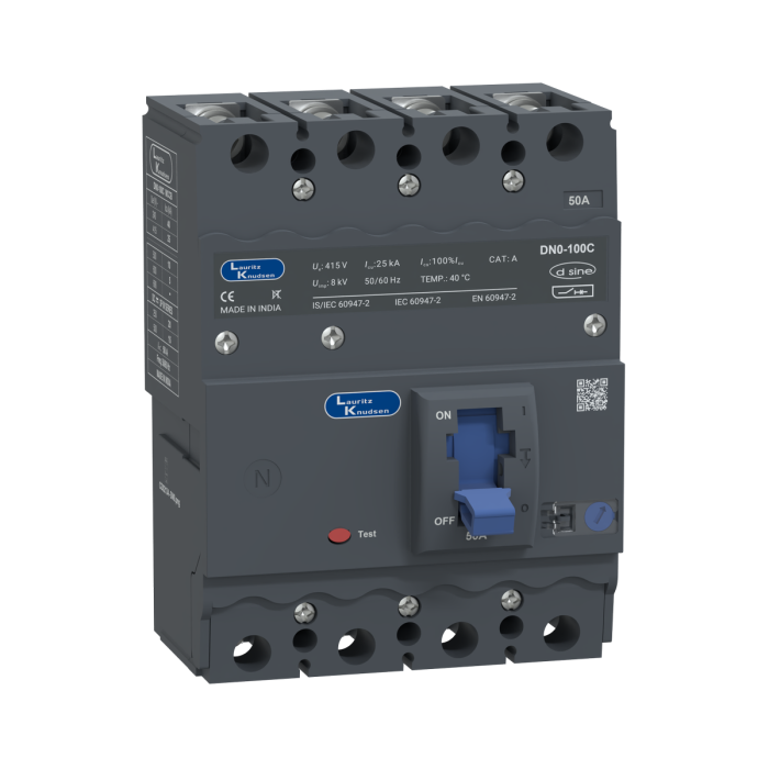 CM91712OOGOOG Lauritz Knudsen MCCB dsine DN0 - 50 A, 4 Pole, 25 kA, Thermal-Magnetic Release