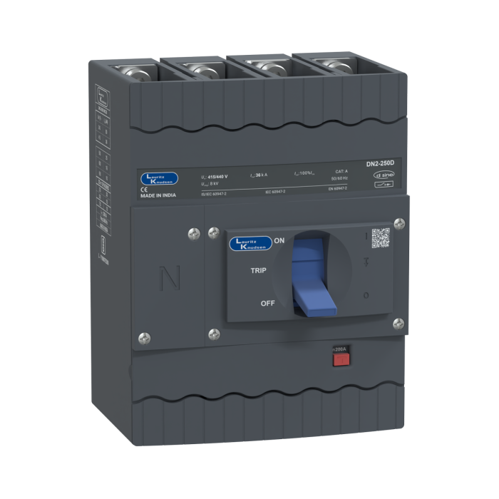 CM92109OON1OG Lauritz Knudsen MCCB dsine DN2 - 200 A, 4 Pole, 36 kA, Thermal-Magnetic Release